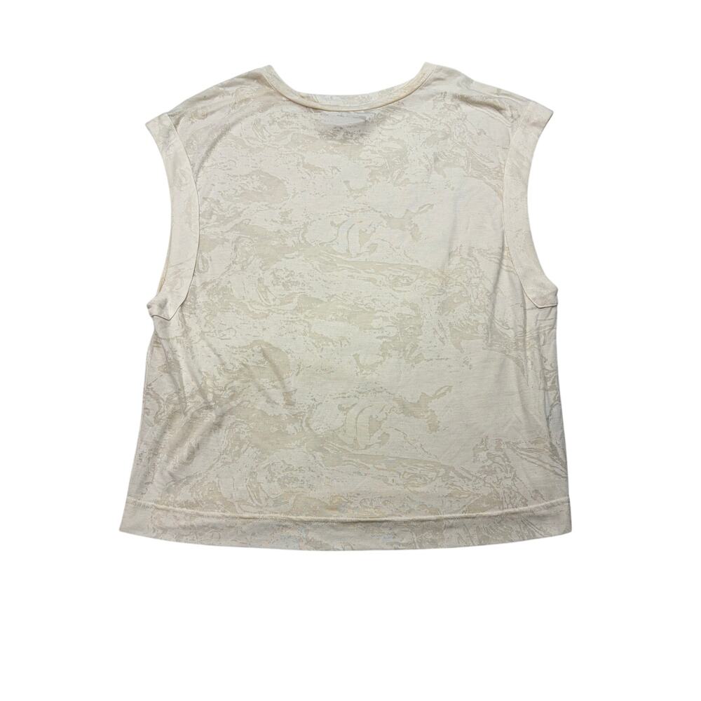 Varley womens cream crewneck sleeveless sheer print top. Size S. office, casual